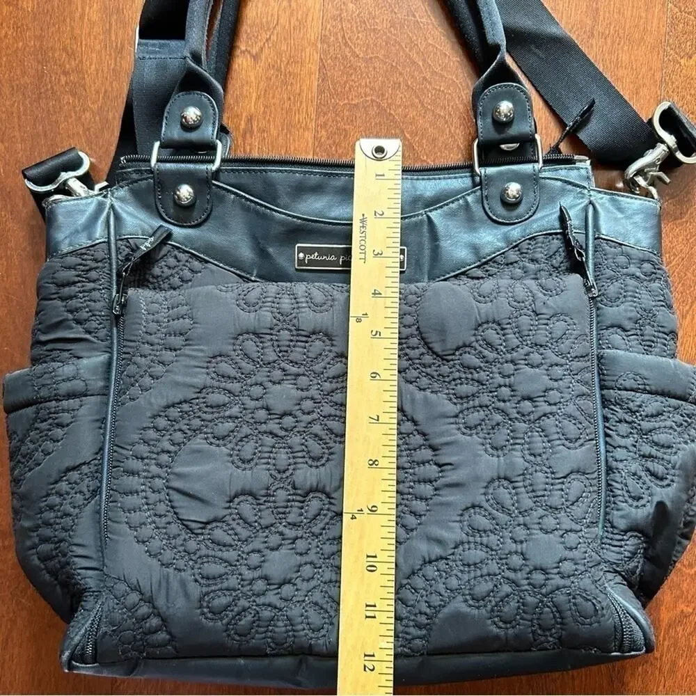 Petunia Pickle Bottom Black Quilted Diaper Bag, Shoulder Bag/Crossbody